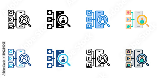 Recruitment platform icon set multiple style collection 

