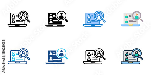 Recruitment software icon set multiple style collection 
