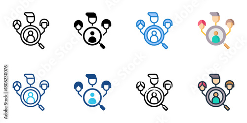 Diversity hiring icon set multiple style collection 

