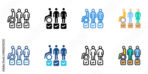 Equal opportunity employer icon set multiple style collection 
