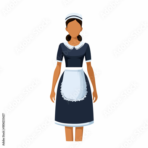 Elegant Maid Illustration A Vector Depiction of a Female Cleaning Professional in Uniform