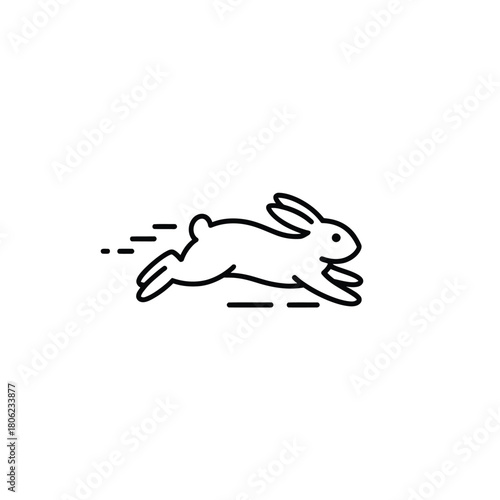 Simple line art of a rabbit running fast