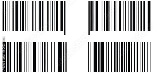 Realistic barcode icon for design, detailed barcode icon vector illustration, collection of barcode symbols for product identification labels packaging and retail scanning systems.