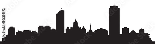 Boston city skyline silhouette vector illustration in flat design style