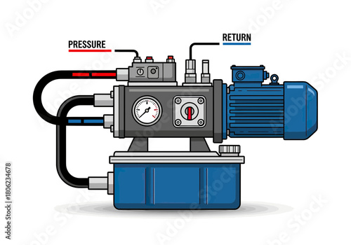 Industrial hydraulic pump and motor assembly.
