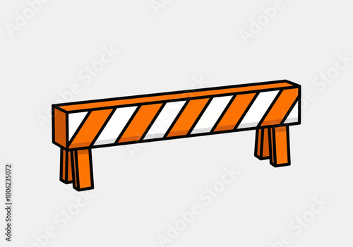 Orange and white construction barrier on road.