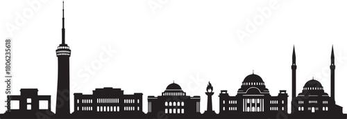 Silhouette of Ankara Turkey Skyline Capital City Landscape Asian Landmark