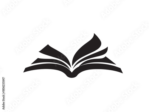 Open book literature logo silhouette vector illustration concept