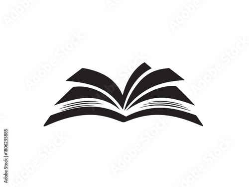 Reading themed book emblem silhouette vector illustration design