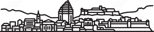 Toledo city skyline outline vector illustration in flat design style