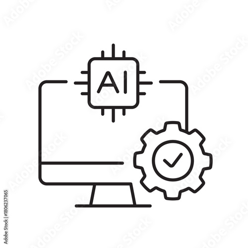 A vector icon representing campaign performance metrics powered by AI, created in line style with editable stroke
