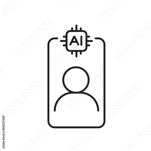 A vector icon representing AI social listening through mobile platforms, created in line style with editable stroke