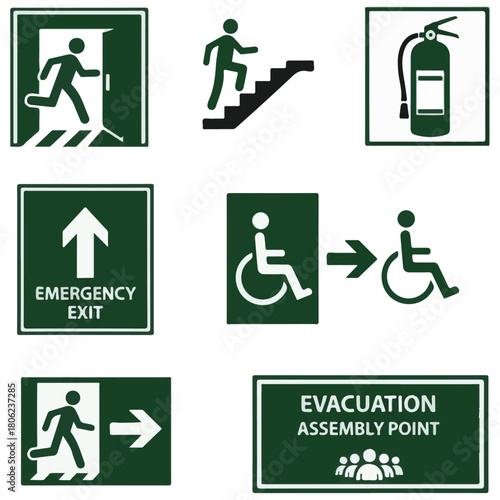 Emergency and Fire Safety Signs Vector Collection