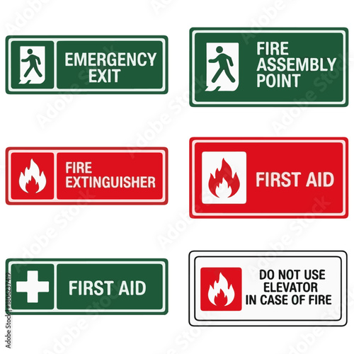 Emergency and Fire Safety Signs Vector Collection