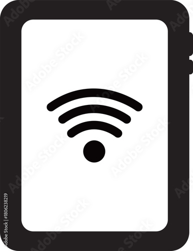 Wi-Fi通信中のタブレット端末のフラットアイコン
