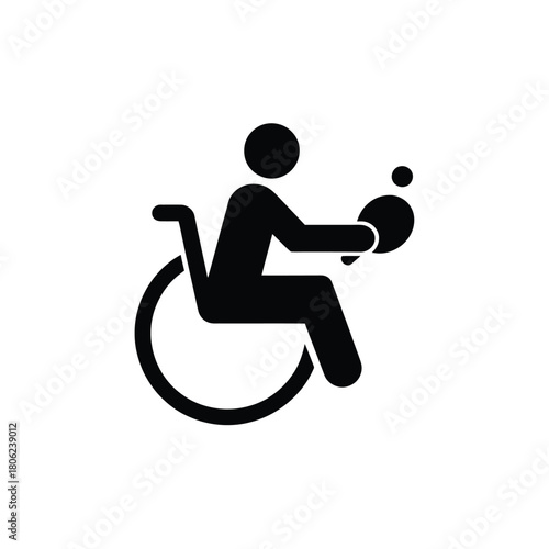 Person in wheelchair playing table tennis icon