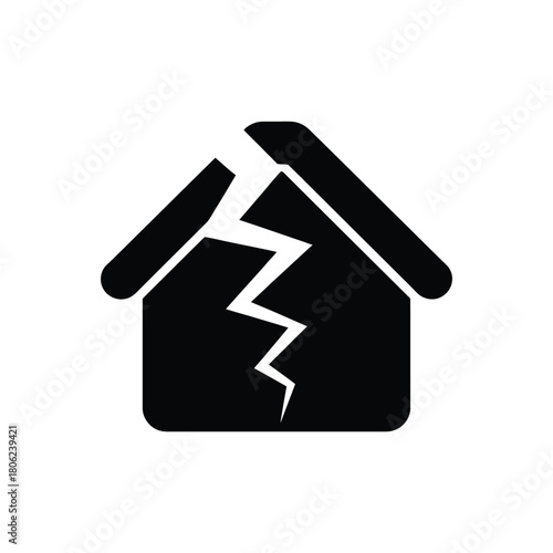 Icon of a broken house symbolizing damage and destruction