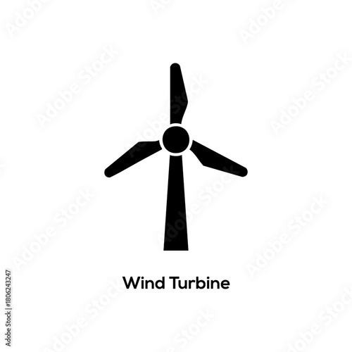 Minimal wind turbine icon representing renewable energy, clean power generation, eco-friendly technology, sustainable electricity production, and green environmental solutions for modern design 