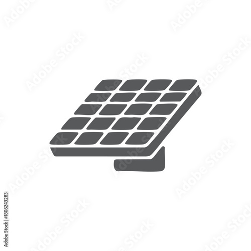 Modern minimalist solar panel icon illustrating clean energy technology, renewable power generation, sustainability concepts, and eco-friendly innovation for green technology projects.