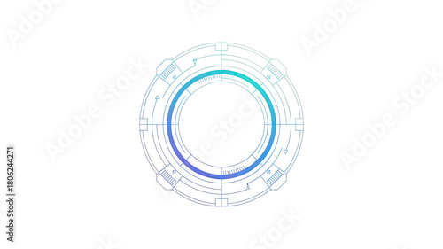 Minimalist Tech HUD Ring – Soft Blue Futuristic Line Art Interface Element for Advanced UI and Modern Data Visualization