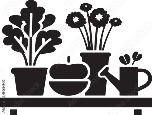 Elegant gardening icon vector illustration with a simple and gorgeous plant design