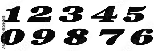 Set of start racing numbers for car and bike competitions, bold motorsport typography designs for helmets jerseys decals and vehicle graphics, high-quality vector artwork.