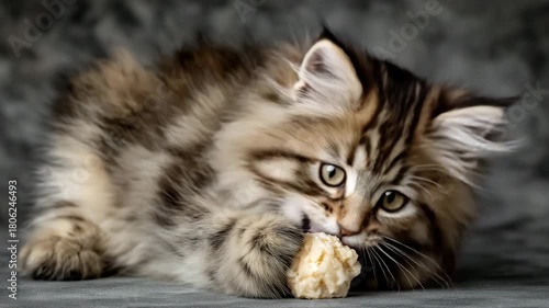 Wallpaper Mural Fluffy Kitten Licking Creamy Treat Torontodigital.ca