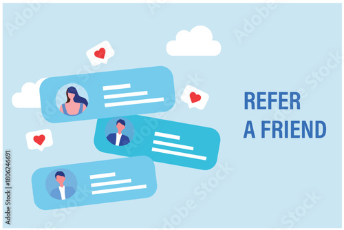 Refer a friend concept for social media vector illustration

Keywords language: English

