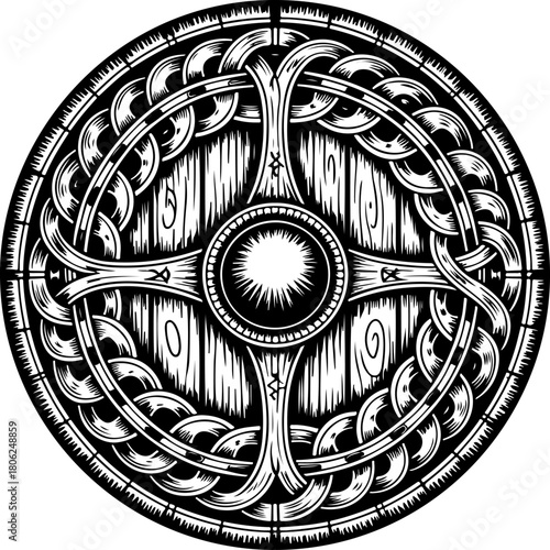 Norse shield silhouette vector illustration