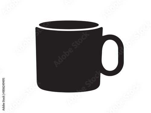 Clean Beautiful Mug Icon Illustration in Stylish Black and White