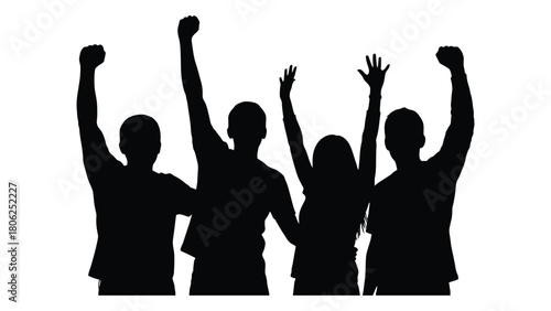 People celebrating silhouette isolated on white background, Vector