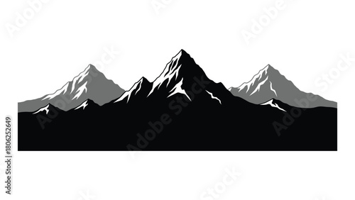 Stylized mountain silhouette range isolated on white background, Vector
