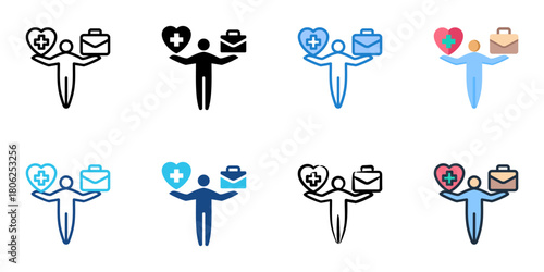 Work life balance icon set multiple style collection 
