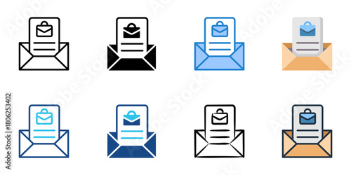 Offer letter icon set multiple style collection 
