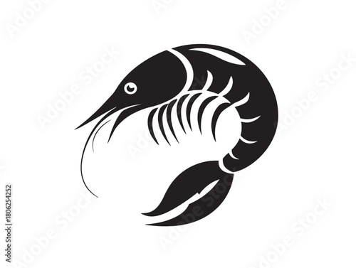 Elegant shrimp icon vector illustration with a simple and recognizable animal symbol
