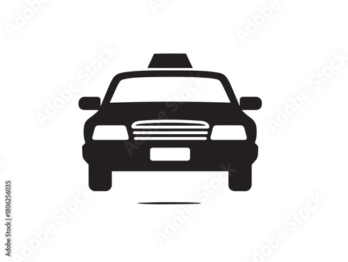 Dynamic taxi icon vector illustration with a gorgeous solid black vehicle