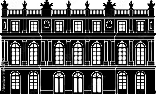 Palace of Versailles in France silhouette vector illustration