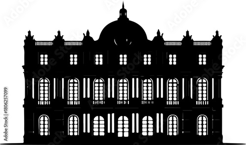 Palace of Versailles in France silhouette vector illustration