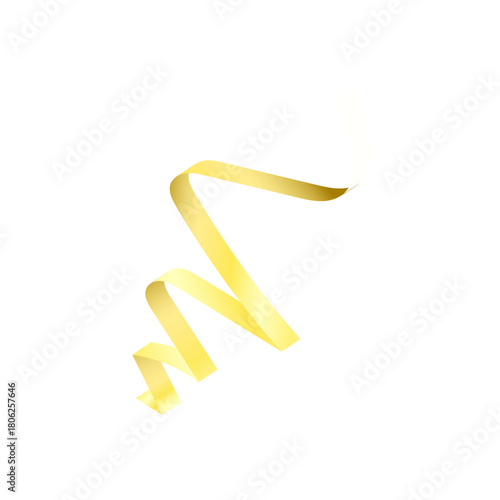 Elegant Gold Ribbon Serpentine Isolated on a White Background Festive Celebration Accessory