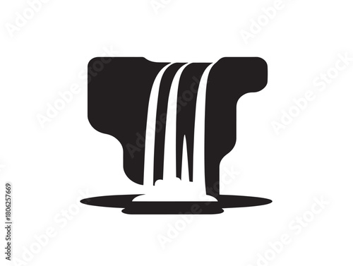 Dynamic waterfall icon vector illustration with a gorgeous natural landscape scene