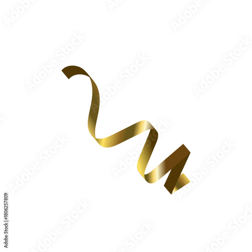 Golden ribbon streamer element for celebratory and decorative purposes
