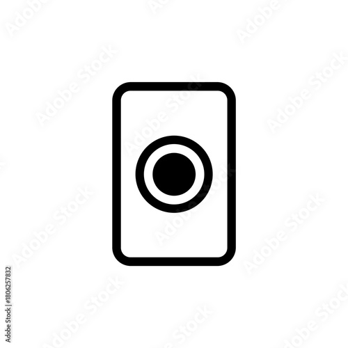 Alcohol wipe icon with circular pad in simple black and white minimal style