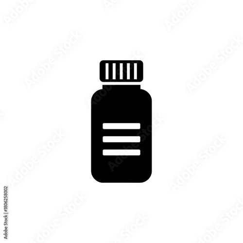 Antiseptic betadine bottle icon in simple black and white medical style