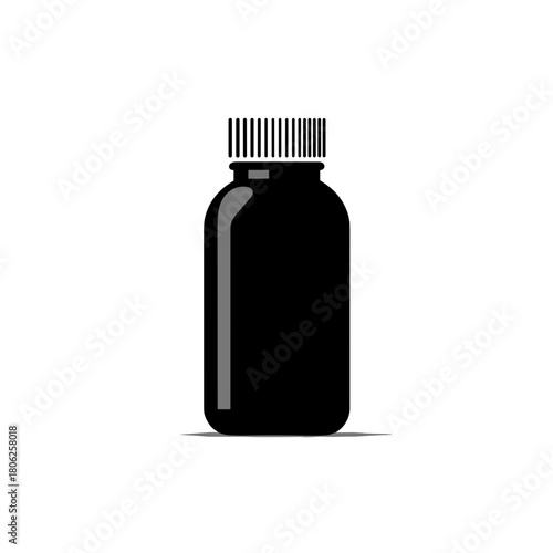 Medical antiseptic bottle icon with rounded shape in black and white style