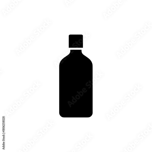 Tall antiseptic bottle icon in simple black and white medical style