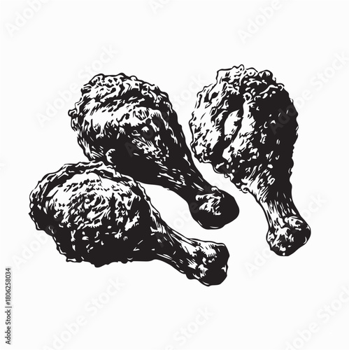 Delicious Crispy Chicken Drumstick Vector on white background