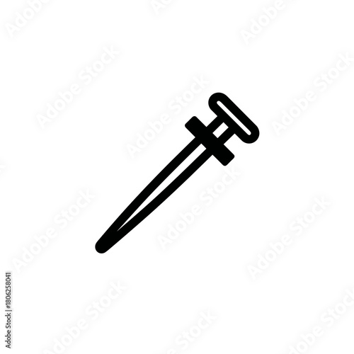 Angled biopsy needle icon in black silhouette style representing a medical diagnostic tool