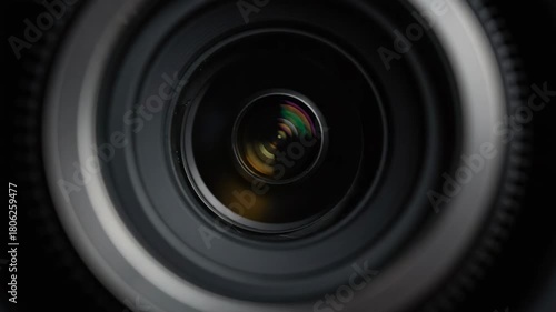 Camera shutter closing in smooth loop, macro view of lens blades, shutter background for photo theme, photography equipment concept, camera shutter transition intro background clip search​