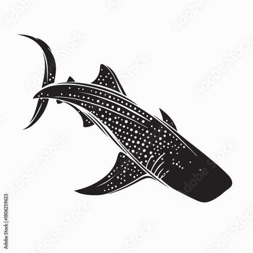 Whale Shark Underwater Scene Vector Image Isolated on white background