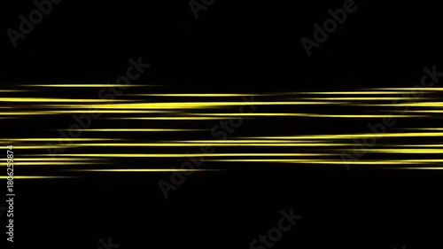 Bright yellow lines flashing rapidly on black background, abstract yellow light lines, neon lines pattern, high tech line background, music visualizer equalizer theme, motion design search